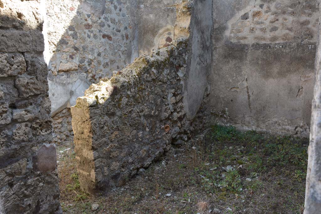 VII.2.16 Pompeii. March 2009. North-west corner of peristyle, and site of recess for two large cupboards.