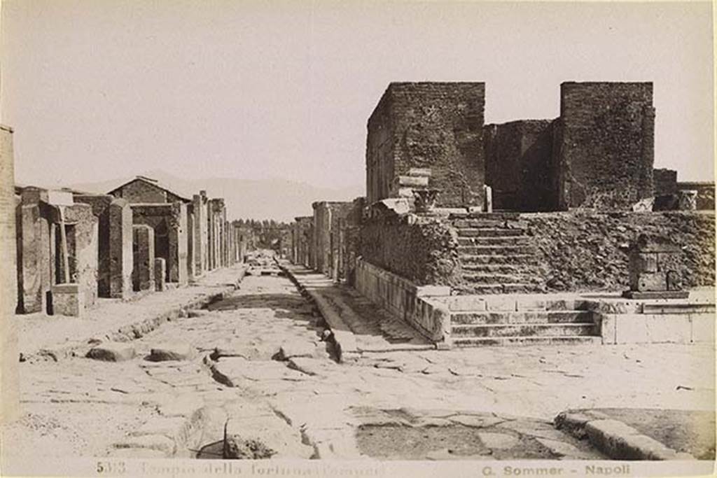 VII.4.1 Pompeii. 19th century photo by G. Sommer. Looking east towards crossroads outside entrance.
Photo courtesy of Rick Bauer.