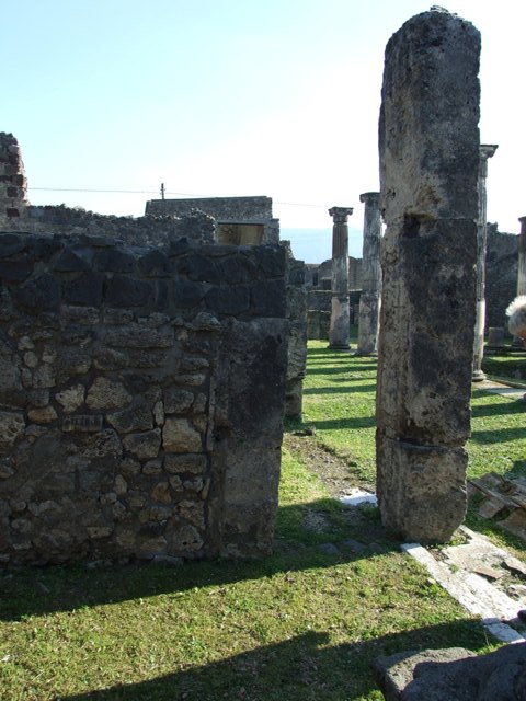 VII.4.31 Pompeii.  March 2009.  Room 23.  Exedra, looking north to peristyle.