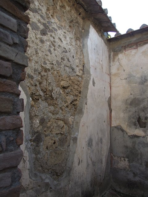 VII.4.31 Pompeii.  March 2009. Room 29. Apsidal Exedra, Remains of wall painting of Leda and the Swan?.
