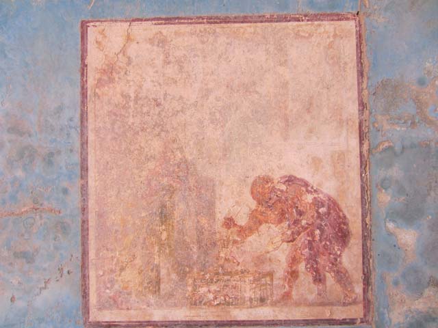 VII.4.31 Pompeii.  March 2009.  Room 16.  Upper wall in south east corner.  Painted decoration.