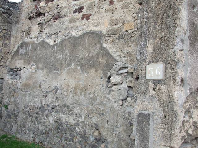 VII.4.36 Pompeii. December 2007. South wall, with remains of staircase with latrine underneath.