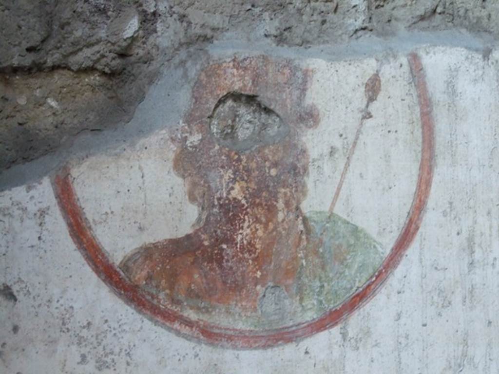 VII.4.48 Pompeii. December 2007. Room 14. Cubiculum. South wall. East end. Detail of medallion painting of Zeus.