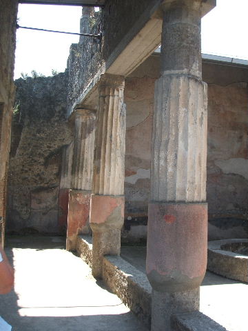 VII.4.48 Pompeii. March 2009. Peristyle. South wall. Hunt scene.