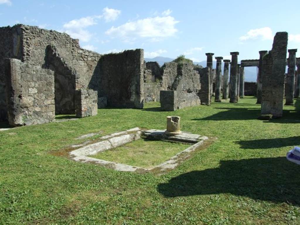 VII.4.57. Pompeii. March 2009. Room 1. Atrium. Looking south east to Tablinum and Peristyle.