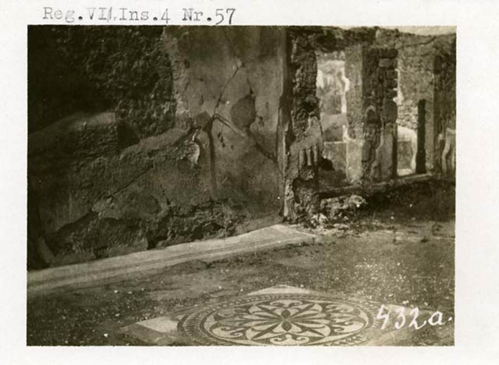 VII.4.57 Pompeii. 1937-1939. Looking towards west wall and mosaic floor in tablinum.
Looking north-west towards atrium. Photo courtesy of American Academy in Rome, Photographic Archive. Warsher collection no. 432a.