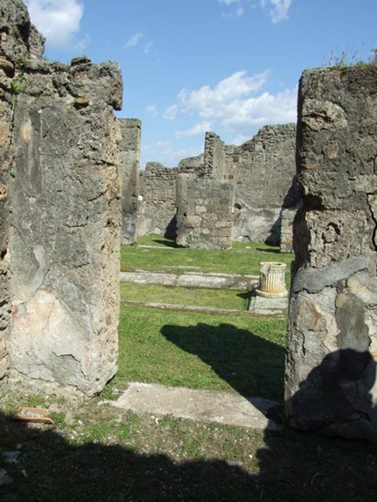 VII.4.57. Pompeii. March 2009. Room 10. Cubiculum. East wall, looking west into atrium.