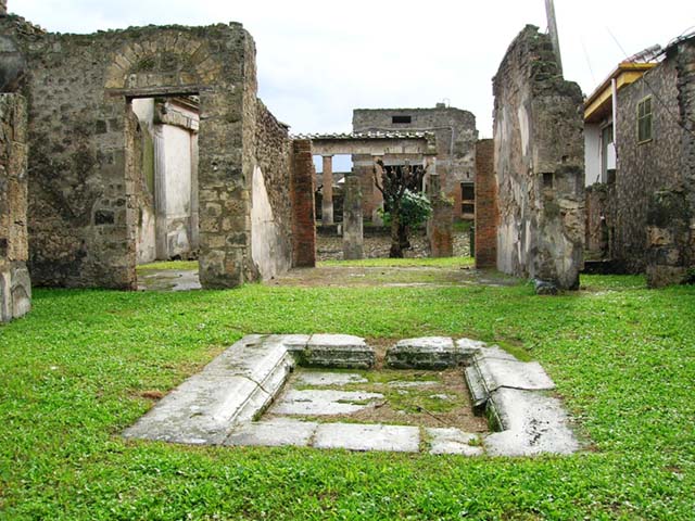 VII.4.59 Pompeii. March 2009.  Corridor or andron to peristyle, and ala on west side of atrium.
