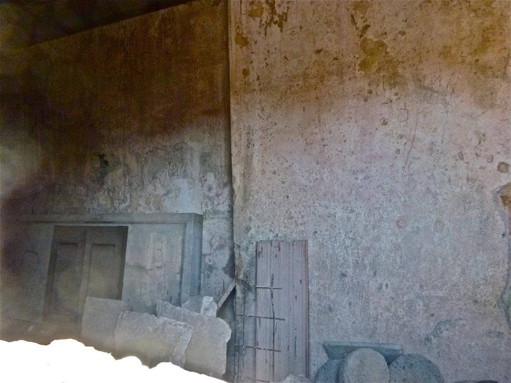 VII.5.8 Pompeii. June 2012. Looking south-east from window across vestibule with benches (44). Photo courtesy of Michael Binns.