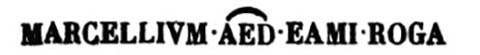 According to the Epigraphic database Roma this reads
Marcellum ��d(ilem) EAMI roga(t)   [CIL IV 539]
M. Casellius Marcellus, was a candidate for aedile for the years 76-78, p. Chr., one known to us from 170 (certain) and 10 (dubious) painted pompeian inscriptions.

