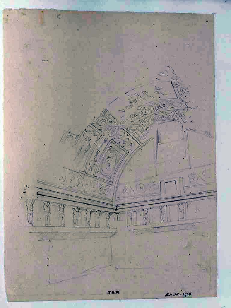 VII.5.24 Pompeii. c.1840.
Drawing by James William Wild showing detail of vaulted ceiling in south-east corner of tepidarium.
Photo © Victoria and Albert Museum, inventory number E.4015-1938.