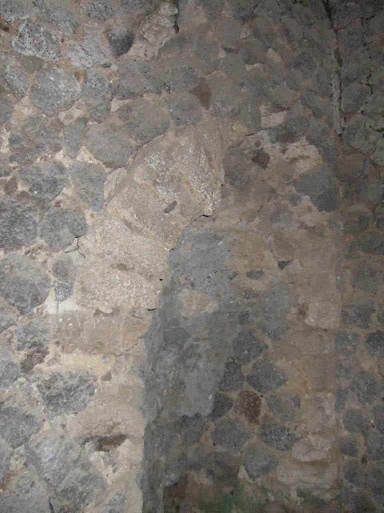 VII.5.29 Pompeii. View through rear door into void under steps of VII.5.1. Niche latrine in east wall. Cleaning of the floor in 2002 confirmed the terracotta latrine entrance is below, built into the cement floor. See Associazione Internazionale Amici di Pompei: Quaderni di Studi Pompeiani, 1/2007. Barattolo, A and Romaldi, F: Insula VII.5 � Una rilettura ragionata dei documenti grafici. (p.143, Fig 25, Fig 26).