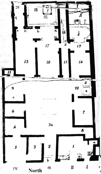 VII.6.3 plan VII.6.3 Pompeii. Casa della Diana III or House of M. Spurius Saturninus and D. Volcius Modestus.
Room Plan (after Spano 1910 excavation plan).