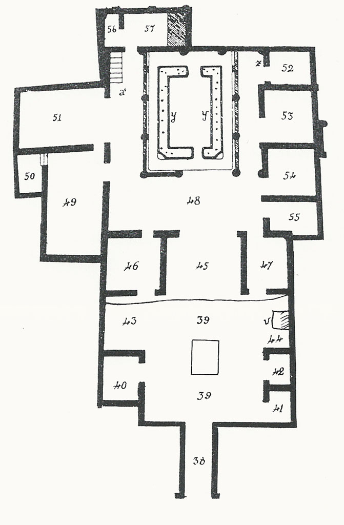VII.6.7 Pompeii. 1910 plan by Spano.
See Notizie degli Scavi di Antichità, 1910, fig. 1, p. 437.