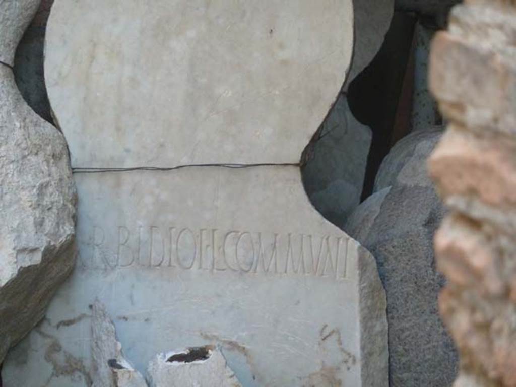VII.7.30 Pompeii. September 2015. Inscribed cippus from Pompeii Porta Nocera Tomb 15ES.