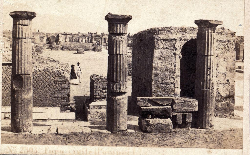 VII.8 Pompeii Forum. Between 1867 and 1874. 
Looking north from south side. Photo by Sommer and Behles number 2303. Photo courtesy of Charles Marty.

