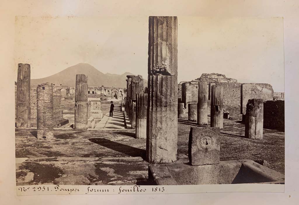 VII.8 Pompeii. Photo numbered 2951 from an album of Michele Amodio dated 1874, entitled “Pompei, destroyed on 23 November 79, discovered in 1745”. 
Looking north towards Forum from fountain at end of Via delle Scuole. Photo courtesy of Rick Bauer.

