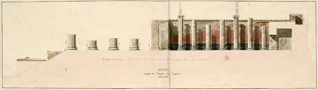 VII.8.1 Pompeii. July 1826. Drawing of Temple, looking towards west side.
See Poirot, P. A., 1826. Carnets de dessins de Pierre-Achille Poirot. Tome 2 : Pompeia, pl.25.
See Book on INHA Document placé sous « Licence Ouverte / Open Licence » Etalab
