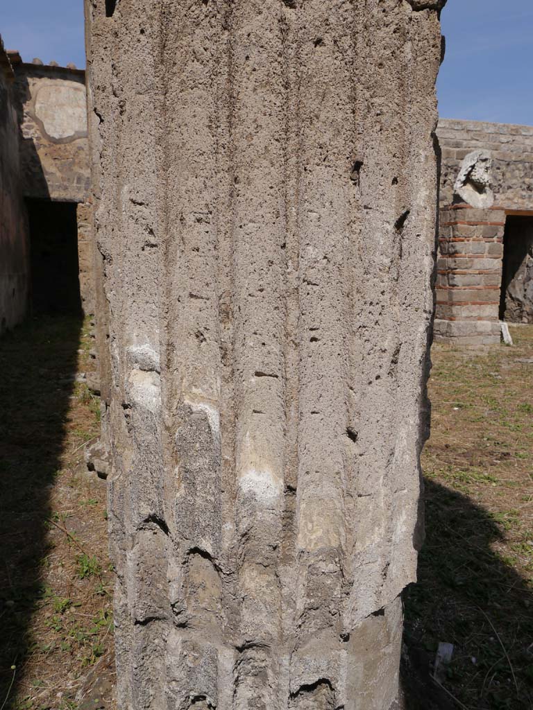 VII.8.01 Pompeii. September 2018. Detail from column near west wall, looking north.
Foto Anne Kleineberg, ERC Grant 681269 DÉCOR.