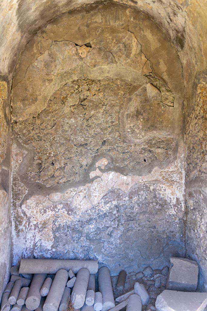 VII.8.1 Pompeii. October 2023.
North wall of central room against north wall. Photo courtesy of Johannes Eber.