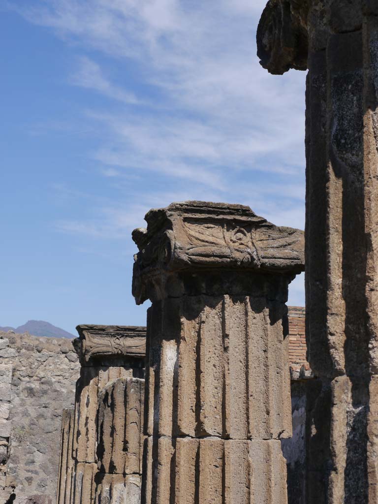 VII.8.01 Pompeii. September 2018. Detail of columns, looking north along east wall.
Foto Anne Kleineberg, ERC Grant 681269 DÉCOR.