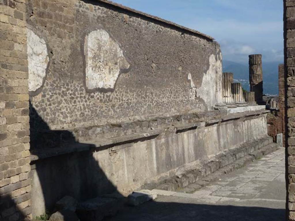 VII.8.1 Pompeii. June 2012. Looking south along the west wall of the Temple of Jupiter.
Photo courtesy of Michael Binns.