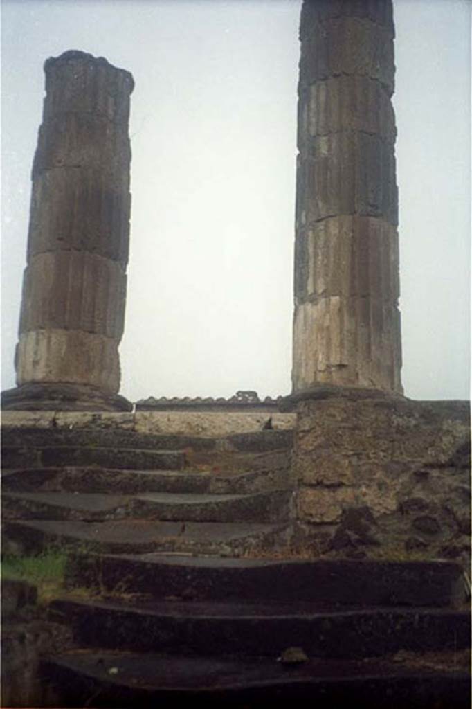 VII.8.1 Pompeii. July 2011. Temple of Jupiter, steps leading up the podium on east side.
Photo courtesy of Rick Bauer.