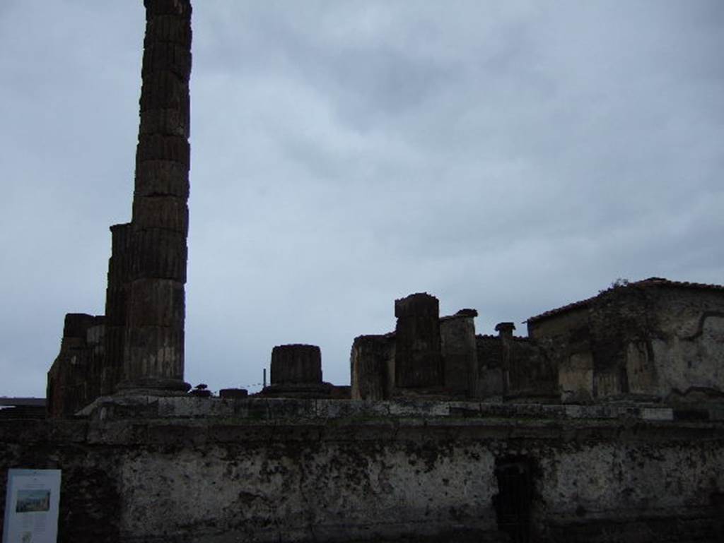 VII.8.1 Pompeii. December 2005. Temple of Jupiter. Wall on the east side.