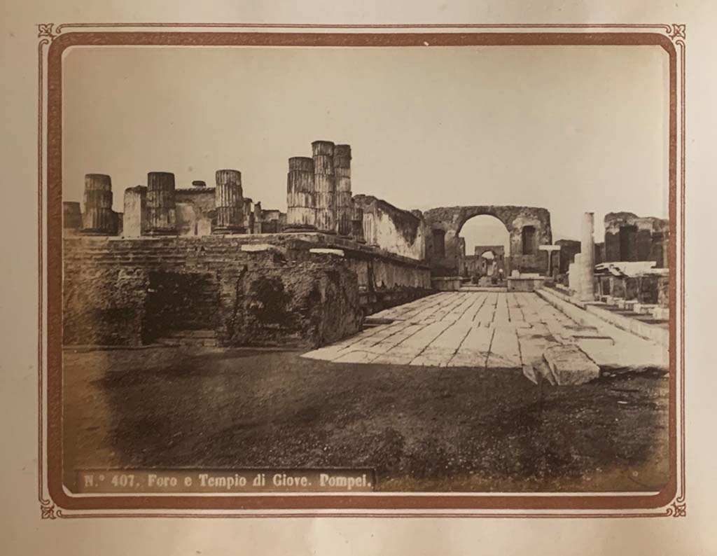 VII.8.1 Pompeii. From an album by Roberto Rive, dated 1868. Looking north along the east side towards the Arch and Via del Foro.
Photo courtesy of Rick Bauer.