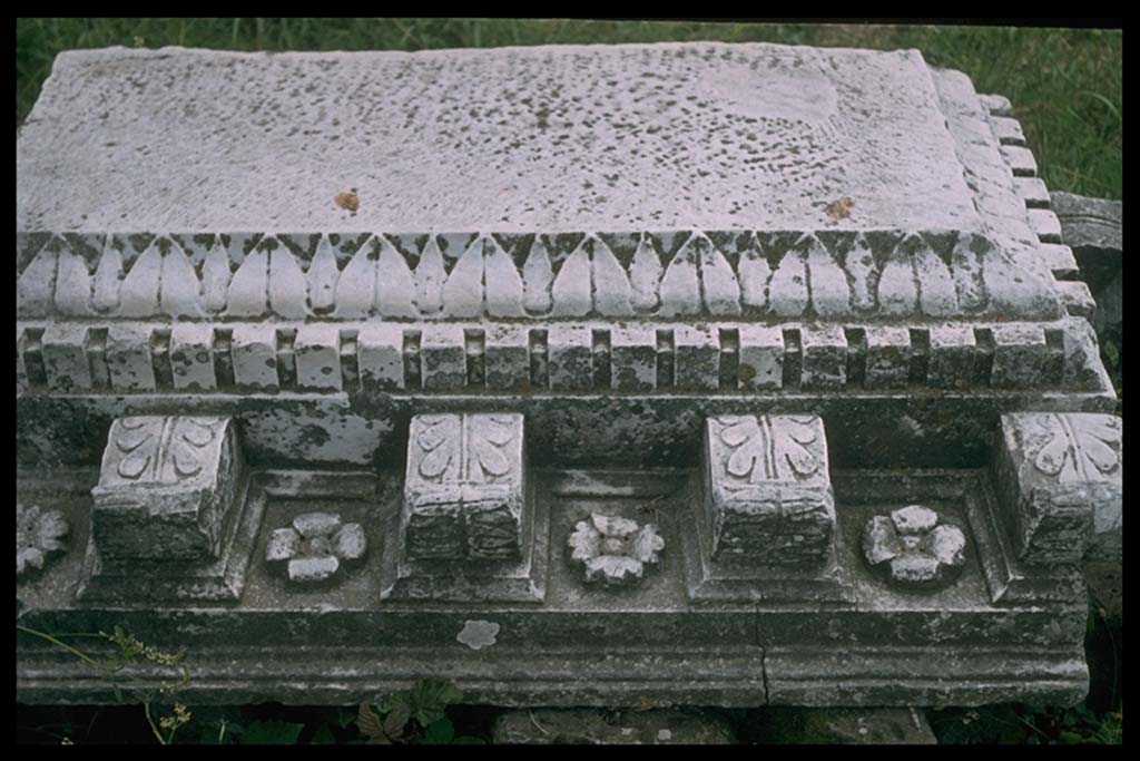 VII.9.1 Pompeii. Carved marble on ground.
Photographed 1970-79 by Günther Einhorn, picture courtesy of his son Ralf Einhorn.