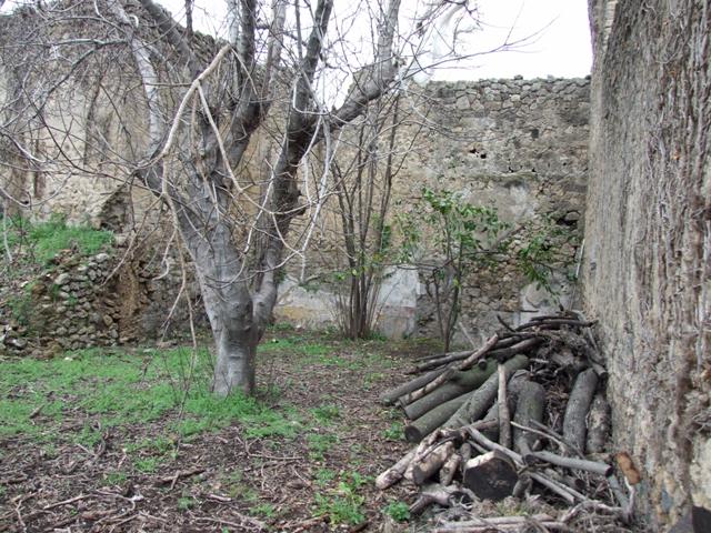 VII.11.14 Pompeii. March 2009. Garden “C”, North wall, with remains of two of the three garden rooms.