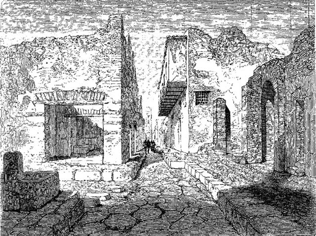 VII.12.28 Pompeii. Fountain and statue in Viridarium. Old undated photograph courtesy of the Society of Antiquaries, Fox Collection.