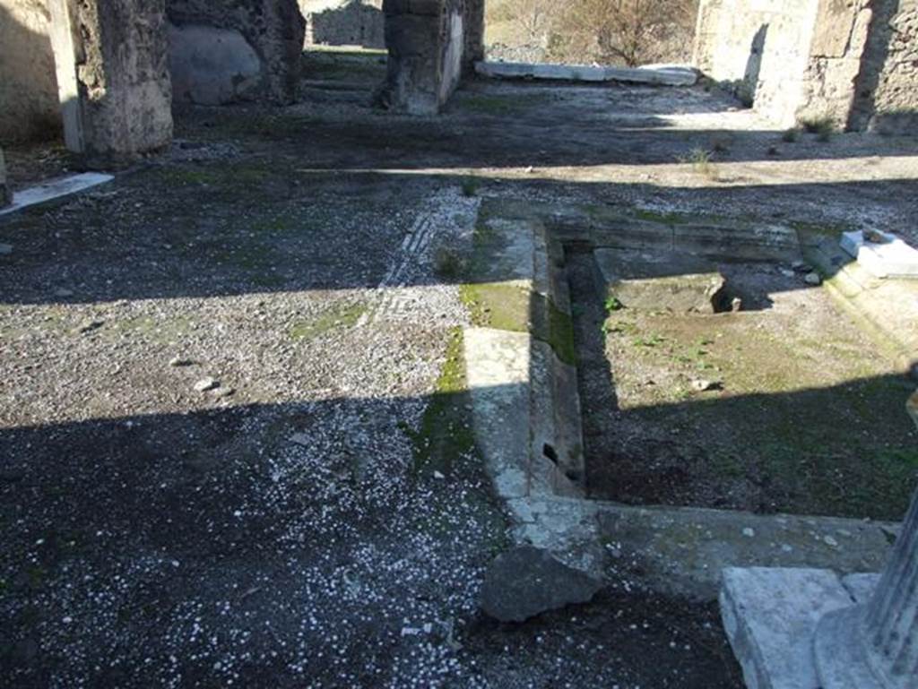 II.15.2 Pompeii.  December 2007.  Atrium floor mosaic and impluvium surround.