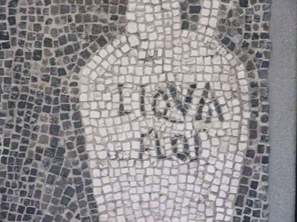 VII.16.15 Pompeii. Room 2, atrium from corner of Impluvium. Detail of mosaic showing Garum amphora with inscription
LIQUA(men) FLOS
SAP inventory number 15188.