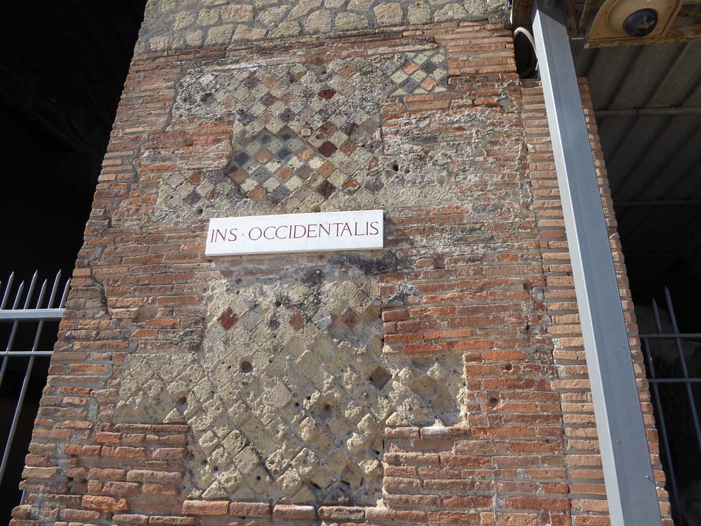 VII.16.22 Pompeii. September 2017. Detail of pilaster on north side of entrance doorway, on left.
Foto Annette Haug, ERC Grant 681269 DÉCOR.