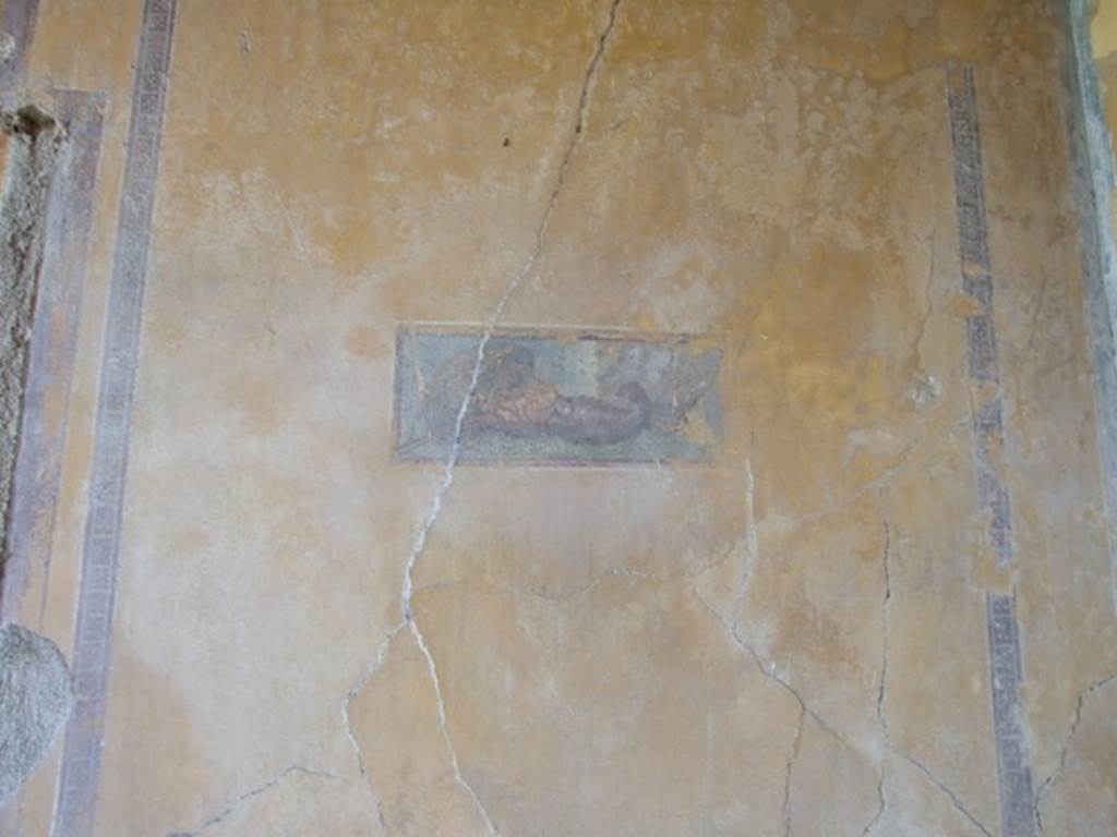 VII.16.17-22 Pompeii. December 2007. North wall of alcove in cubiculum, with painted panel.