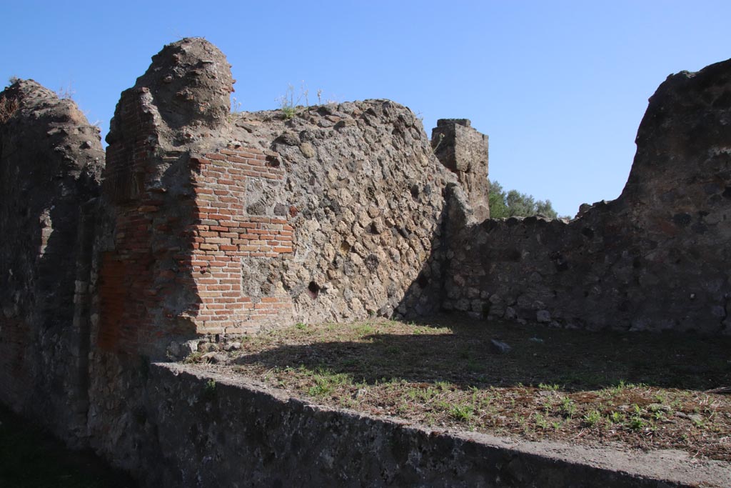 VIII.3.1 Pompeii. October 2023. Looking towards east wall of podium or platform. Photo courtesy of Klaus Heese.