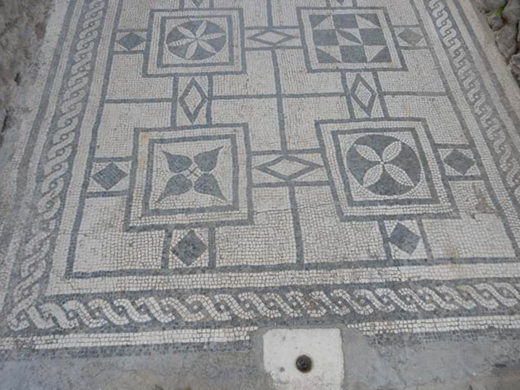 VIII.3.8 Pompeii. May 2016. Mosaic in entrance corridor/fauces, at northern end.
Photo courtesy of Buzz Ferebee.