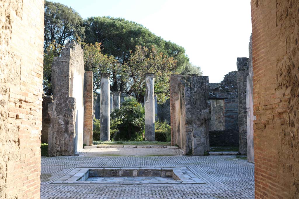 VIII.3.8, Pompeii., December 2018.
Looking south from entrance corridor towards impluvium in the atrium and across the tablinum to the peristyle. Photo courtesy of Aude Durand.