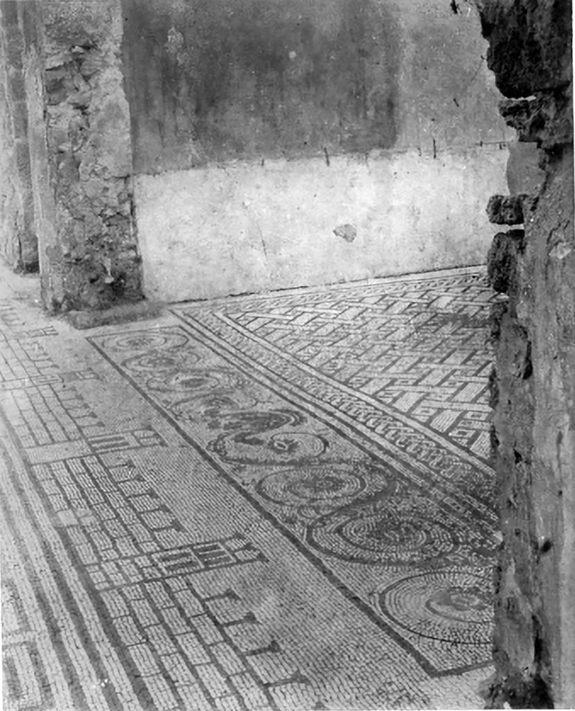 VIII.3.8 Pompeii. c.1930.
Looking east along north side of tablinum showing threshold and flooring of tablinum, on right, joining with atrium, on left.
See Blake, M., (1930). The pavements of the Roman Buildings of the Republic and Early Empire. Rome, MAAR, 8, (p. 99, 106, 108 & Pl.26, tav.3).