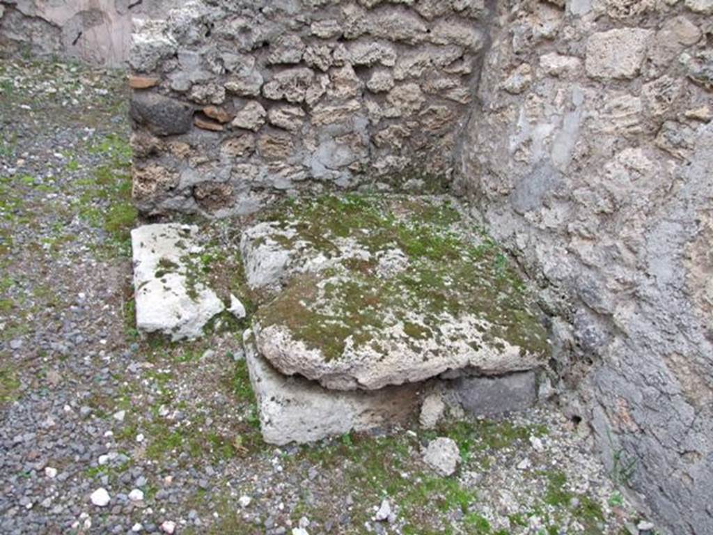 VIII.4.46 Pompeii. December 2007. Base of stairs to upper floor, in south-east corner of shop.