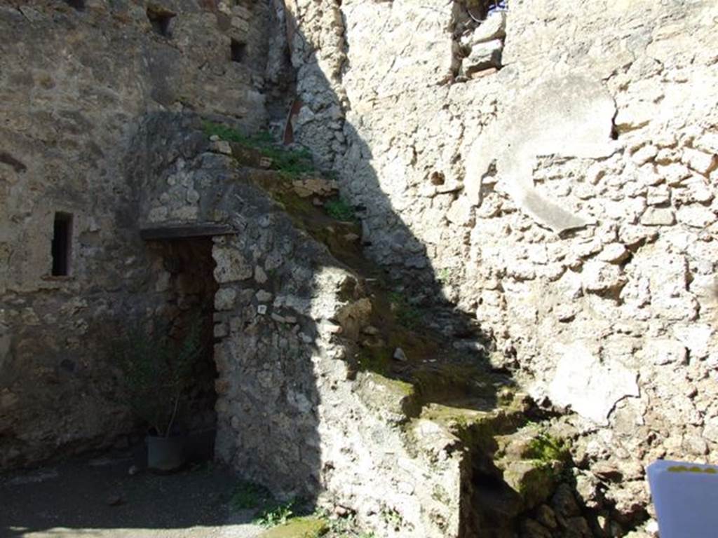 VIII.5.15 Pompeii. March 2009. Room 1. Stairs to upper floor against north wall.
