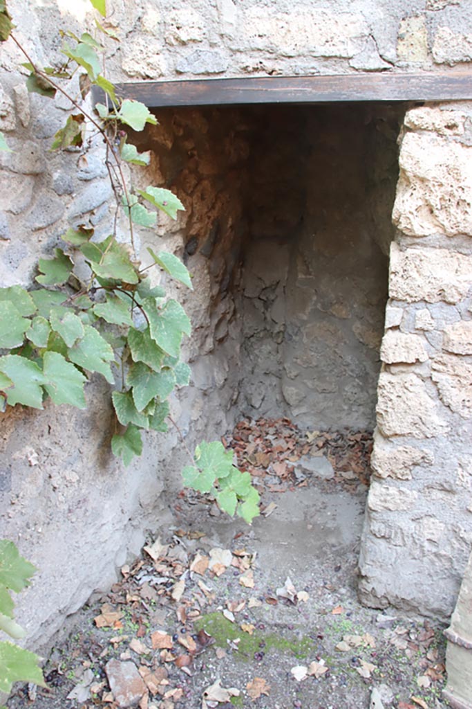VIII.5.15 Pompeii. October 2022.
Room 1, looking north into small room under stairs, latrine? Photo courtesy of Klaus Heese.