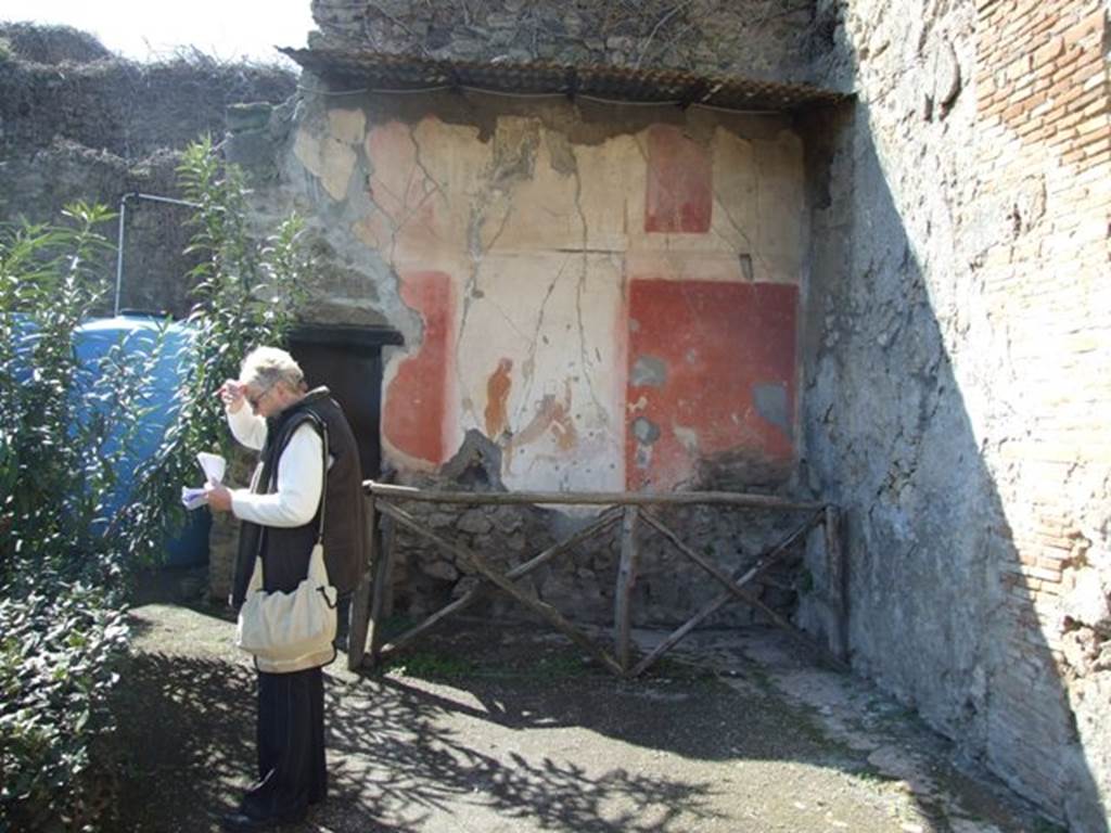 VIII.5.15 Pompeii. March 2009. Room 2, West wall, with painted panels.