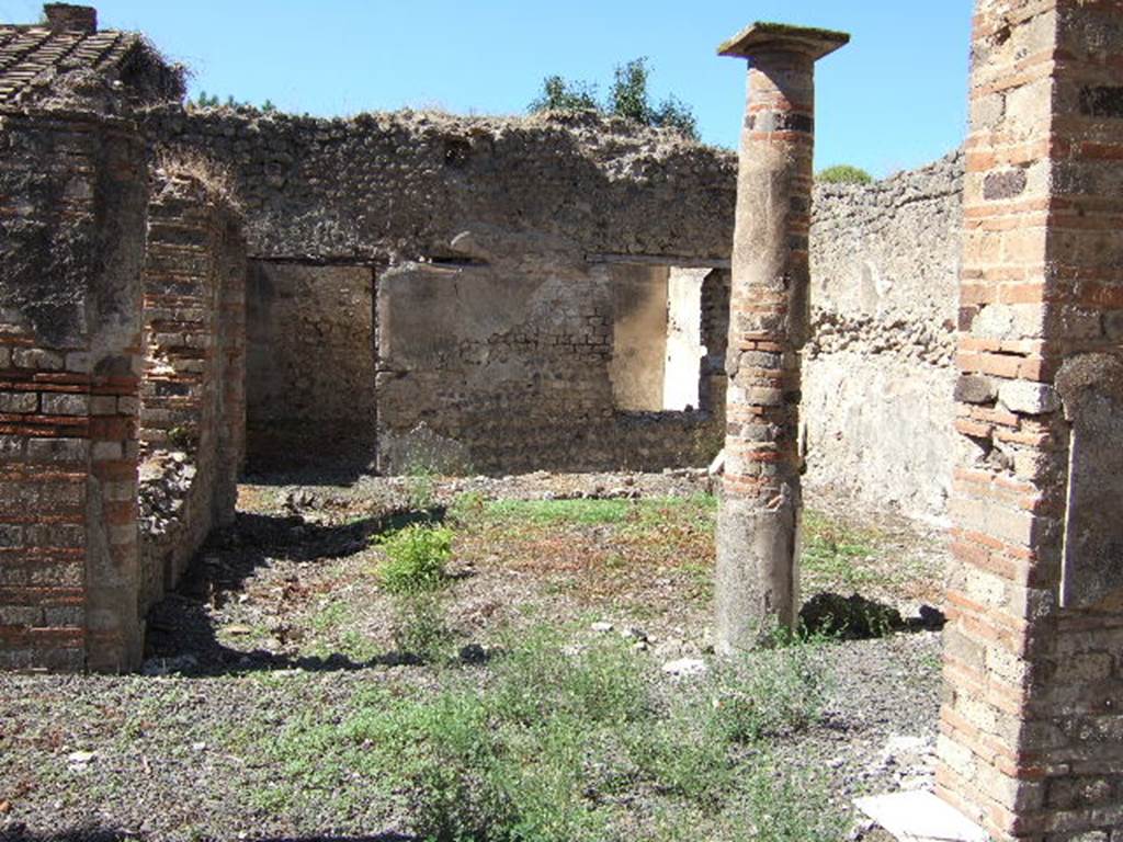 VIII.5.37 Pompeii. September 2005. Looking west across garden behind Tablinum.