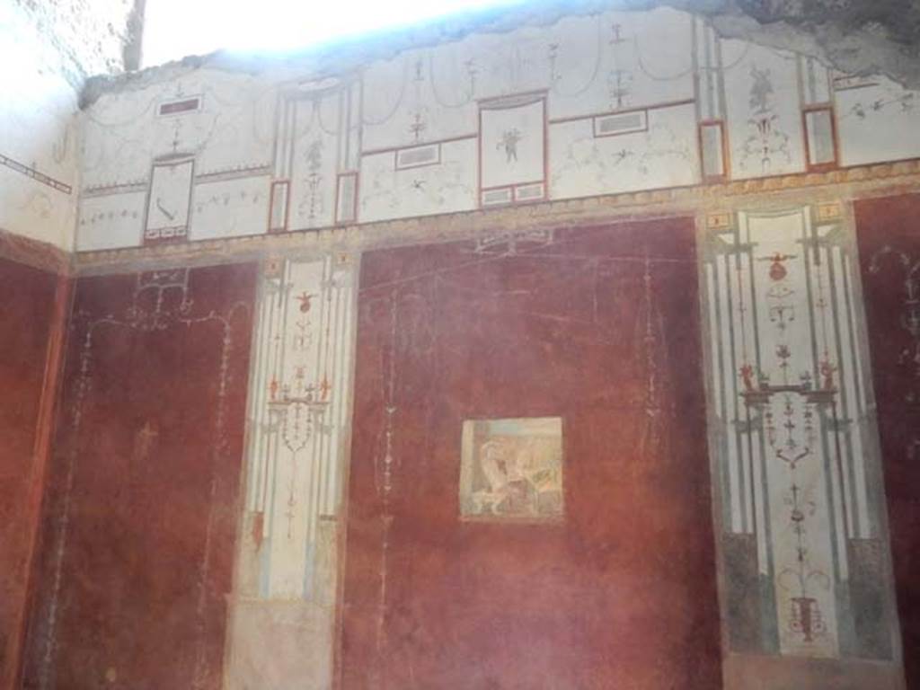 VIII.5.37 Pompeii. May 2017. Room 13, looking towards upper west end of north wall after restoration. Photo courtesy of Buzz Ferebee.