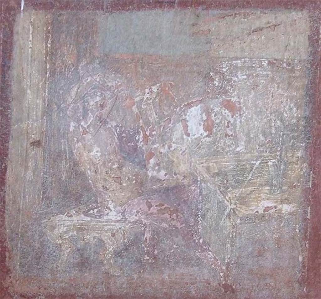 VIII.5.37 Pompeii. September 2005.
Room 13, oecus. Wall painting of Apollo Citharista and Muse, from centre of the north wall.
