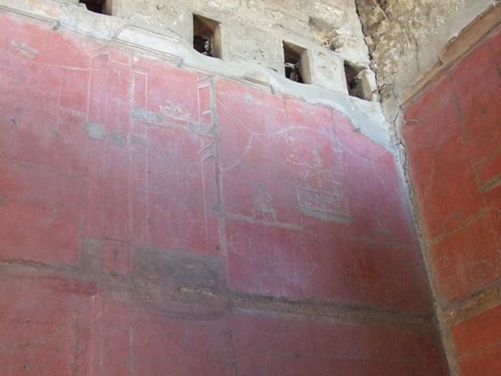 VIII.5.37 Pompeii. March 2009. Room 14. Oecus. Upper South wall. West end.