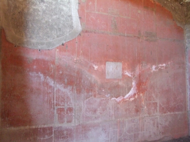 VIII.5.37 Pompeii.  March 2009. Room 14. Oecus.  Upper North wall.  East end.
