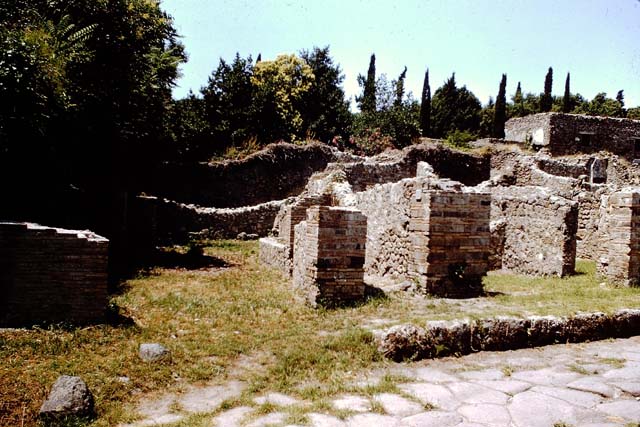 VIII.7.1 Pompeii. September 2010. Photo courtesy of Drew Baker.
Rear of entrance room looking north towards doorway to room, possibly a dormitory. According to Fiorelli, the site of a stable manger was against the wall in the centre of the picture. The wall was a painted wall giving him the impression that originally the hospitium had seen better days. The doorway to the area used as the stable can be seen on the right. See Pappalardo, U., 2001. La Descrizione di Pompei per Giuseppe Fiorelli (1875). Napoli: Massa Editore. (p.131)